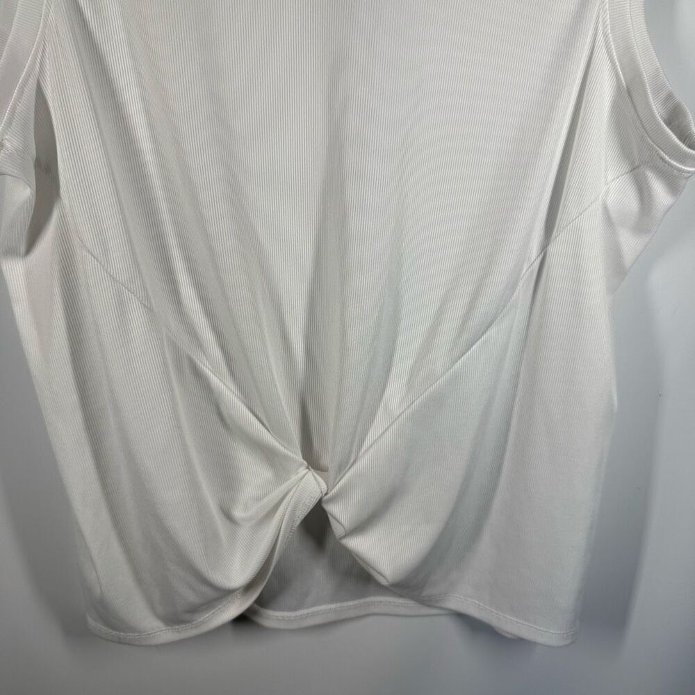 Lucky in love women’s ribbed white tennis twist front top size large NWOT - Picture 4 of 8